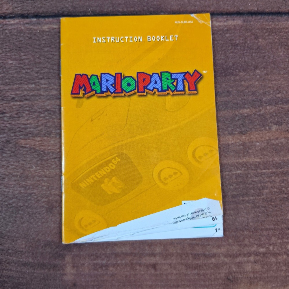 Nintendo Mario Party Instruction Booklet N64 One Size Yellow Fair Torn Pages